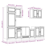 7 Piece Kitchen Cabinet Set "Porto" High Gloss White Engineered Wood