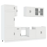 8 Piece Kitchen Cabinet Set Kalmar White Engineered Wood - Front View