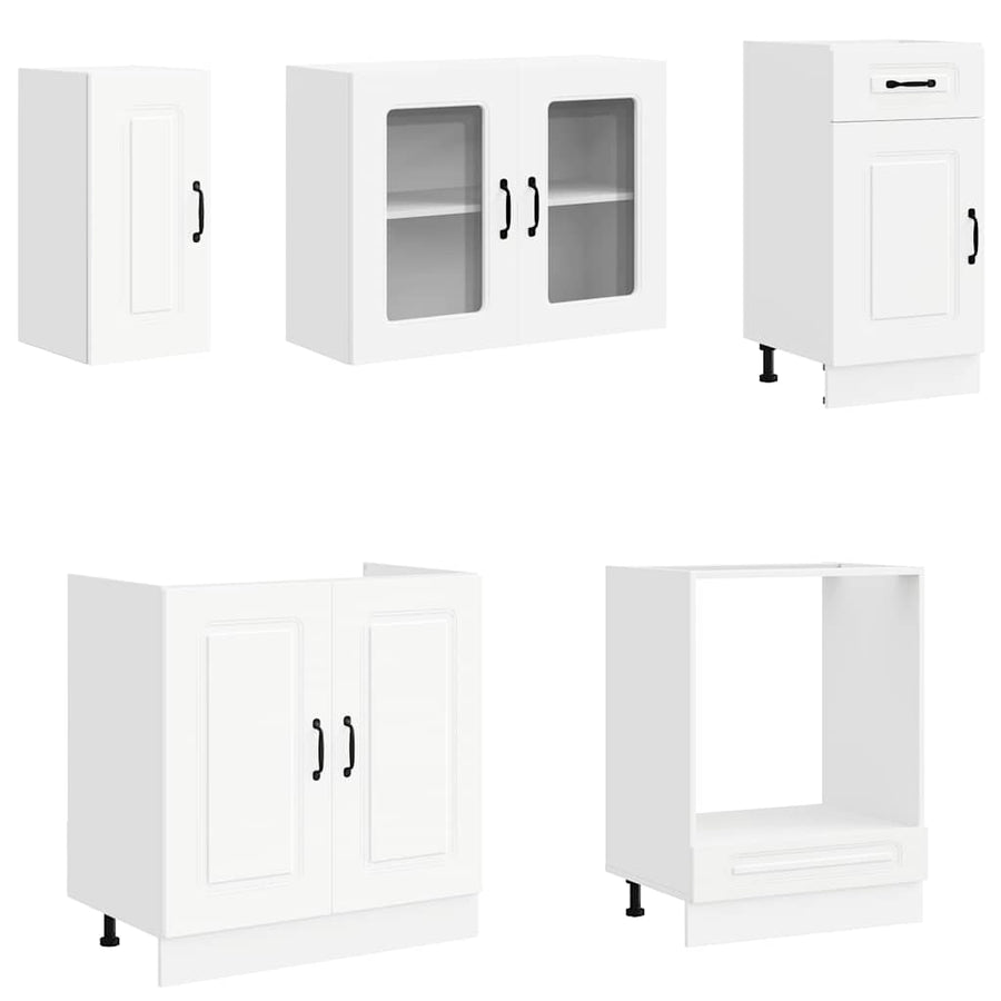 8 Piece Kitchen Cabinet Set Kalmar White Engineered Wood