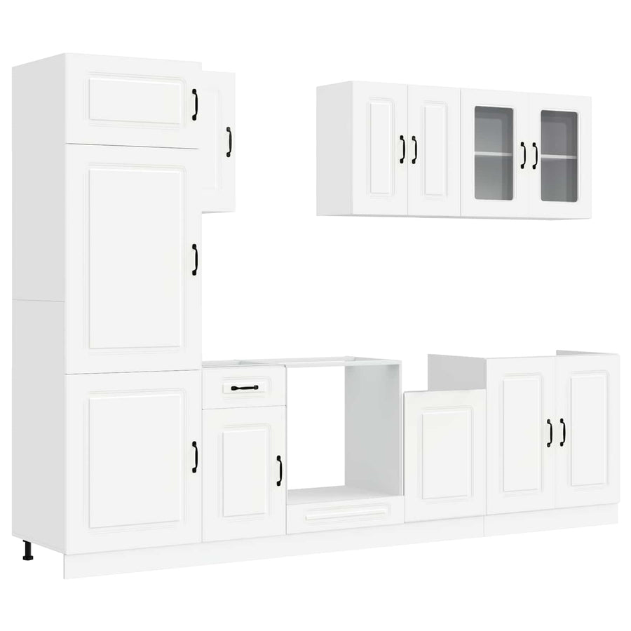 8 Piece Kitchen Cabinet Set Kalmar White Engineered Wood