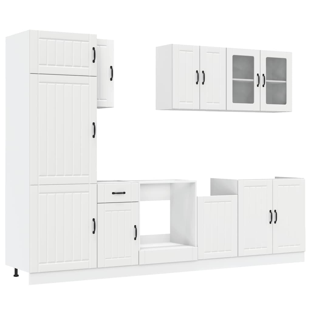 8 Piece Kitchen Cabinet Set Lucca White Engineered Wood