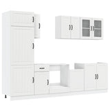 8 Piece Kitchen Cabinet Set Lucca White Engineered Wood - Front View