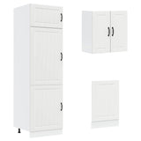 8 Piece Kitchen Cabinet Set Lucca White Engineered Wood - 45-Degree Angle