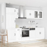 8 Piece Kitchen Cabinet Set Lucca White Engineered Wood - Top-Down View