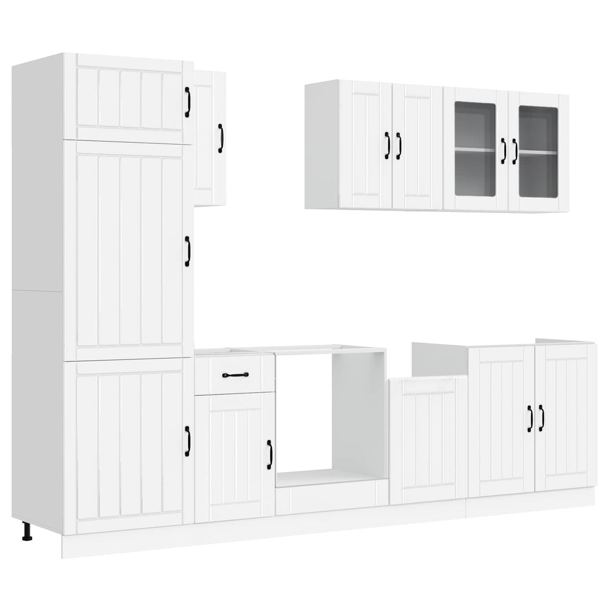 8 Piece Kitchen Cabinet Set Lucca White Engineered Wood
