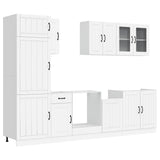 8 Piece Kitchen Cabinet Set Lucca White Engineered Wood - 45-Degree Angle