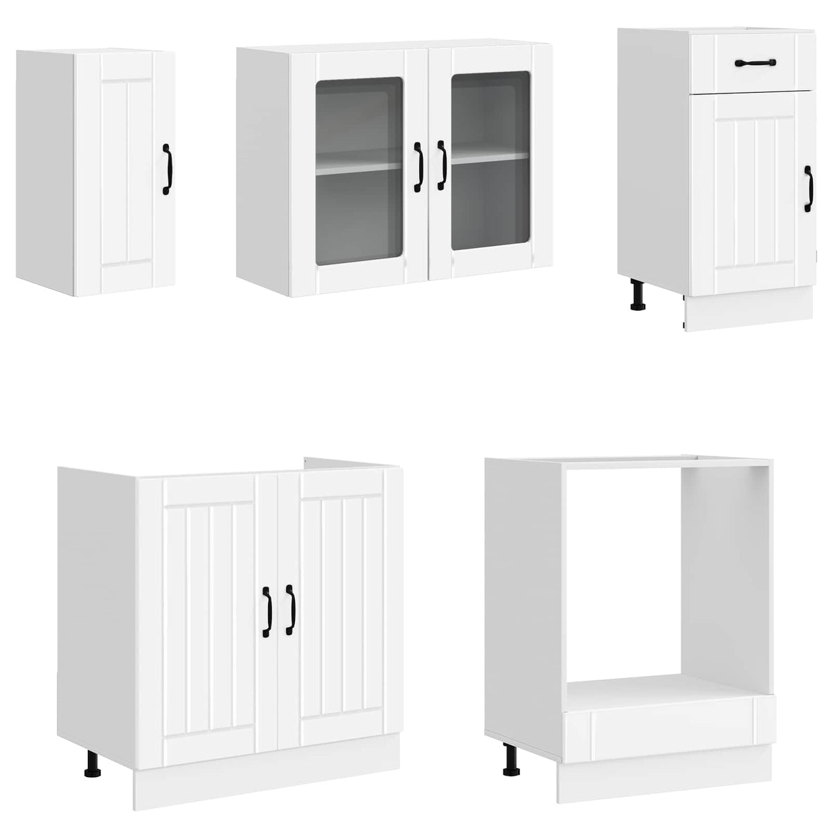 8 Piece Kitchen Cabinet Set Lucca White Engineered Wood
