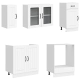 8 Piece Kitchen Cabinet Set Lucca White Engineered Wood - Rear View