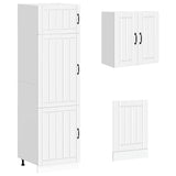 8 Piece Kitchen Cabinet Set Lucca White Engineered Wood - Close-Up Angle