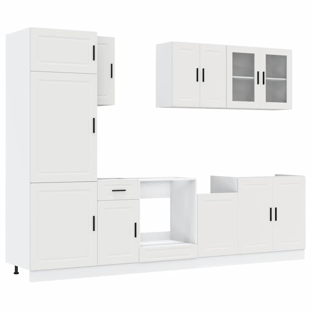 8 Piece Kitchen Cabinet Set "Porto" White Engineered Wood