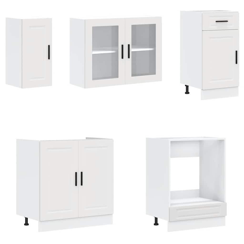 8 Piece Kitchen Cabinet Set "Porto" White Engineered Wood