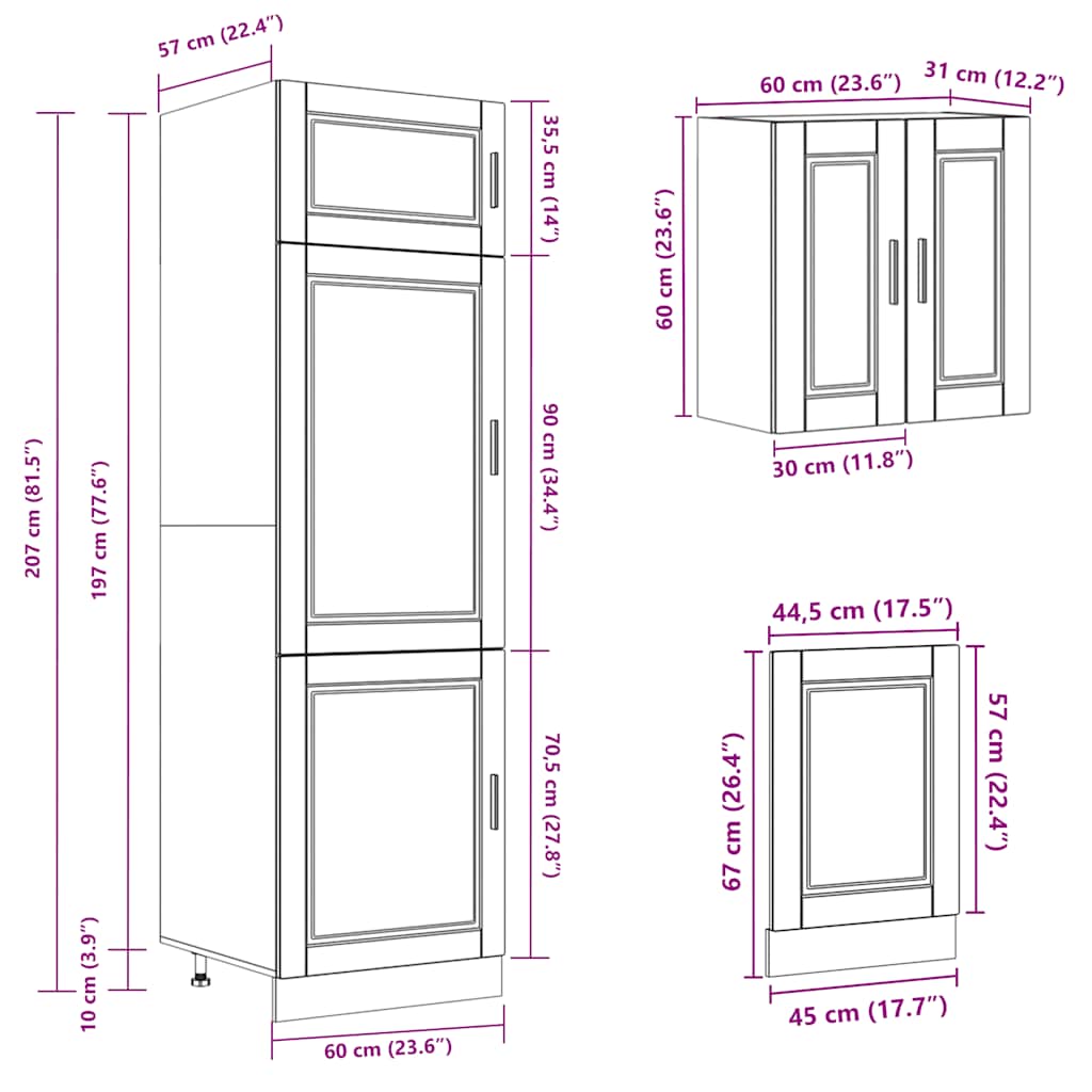 8 Piece Kitchen Cabinet Set "Porto" White Engineered Wood