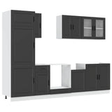 8 Piece Kitchen Cabinet Set "Porto" Black Engineered Wood