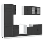 8 Piece Kitchen Cabinet Set "Porto" Black Engineered Wood