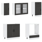 8 Piece Kitchen Cabinet Set "Porto" Black Engineered Wood