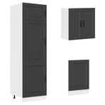 8 Piece Kitchen Cabinet Set "Porto" Black Engineered Wood
