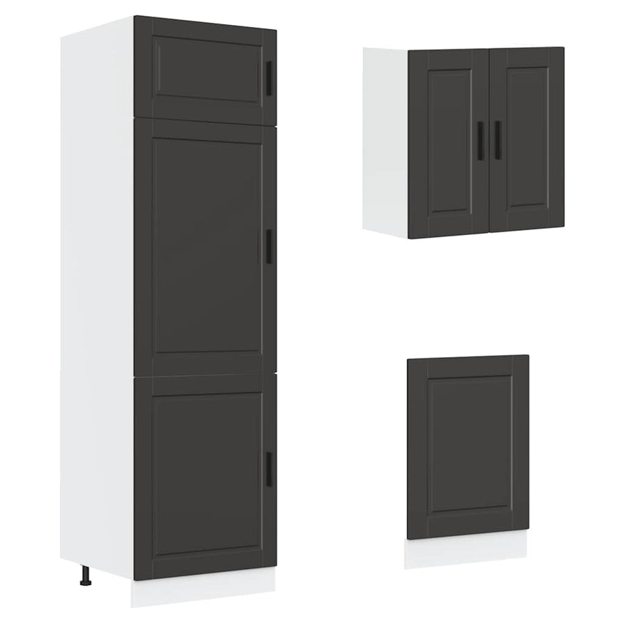 8 Piece Kitchen Cabinet Set "Porto" Black Engineered Wood