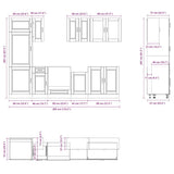 8 Piece Kitchen Cabinet Set "Porto" Black Engineered Wood