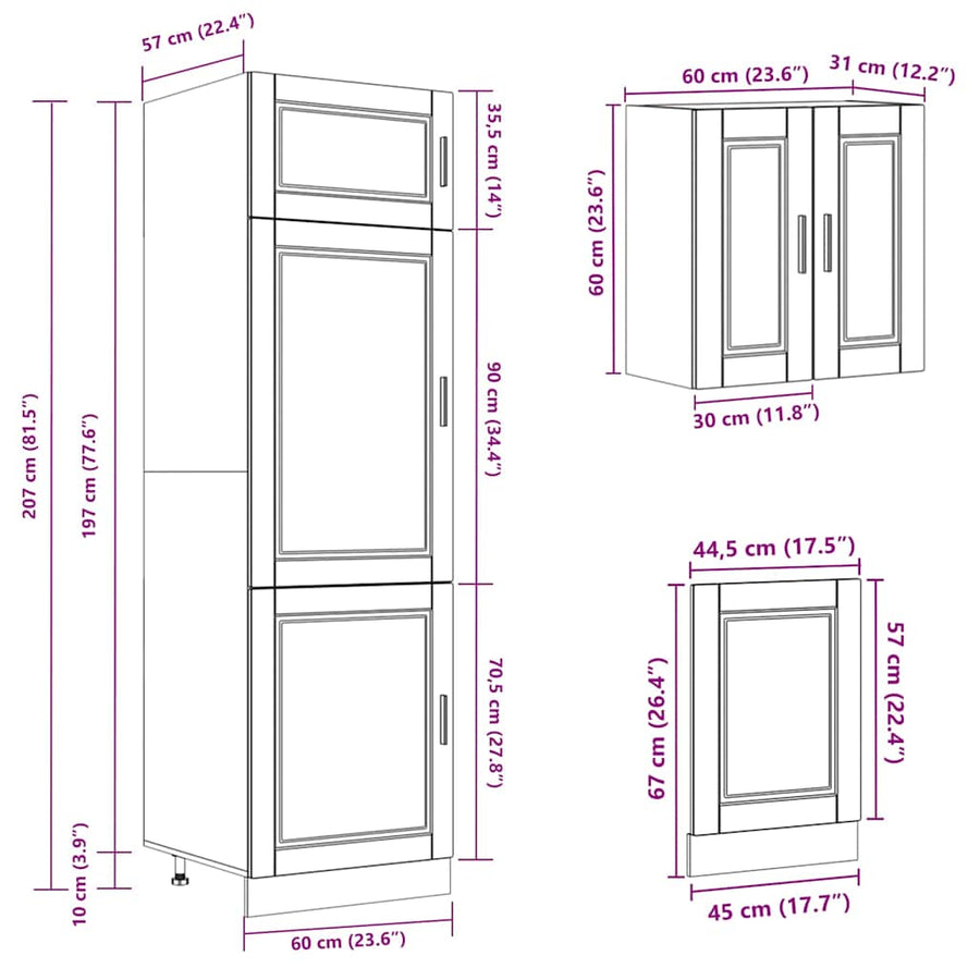 8 Piece Kitchen Cabinet Set "Porto" Black Engineered Wood