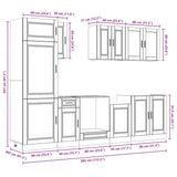 8 Piece Kitchen Cabinet Set "Porto" Black Engineered Wood