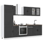 8 Piece Kitchen Cabinet Set "Porto" Black Engineered Wood