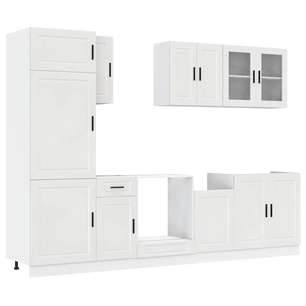 8 Piece Kitchen Cabinet Set "Porto" High Gloss White Engineered Wood