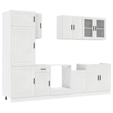8 Piece Kitchen Cabinet Set "Porto" High Gloss White Engineered Wood