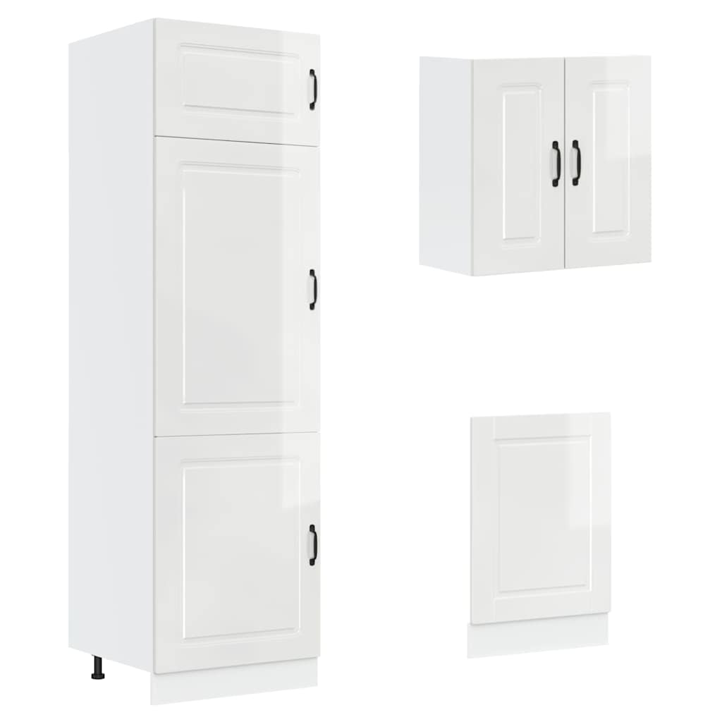 8 Piece Kitchen Cabinet Set "Porto" High Gloss White Engineered Wood