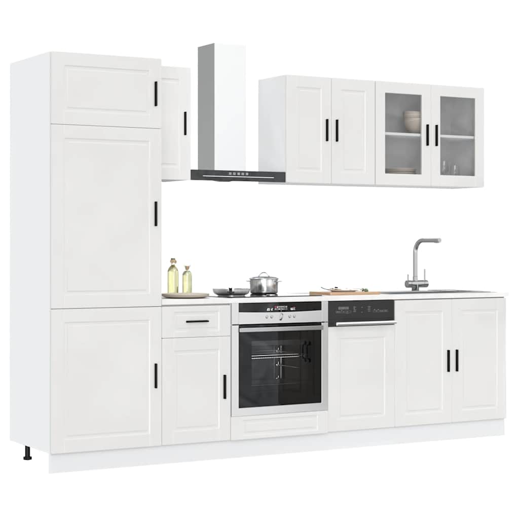 8 Piece Kitchen Cabinet Set "Porto" High Gloss White Engineered Wood