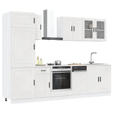 8 Piece Kitchen Cabinet Set "Porto" High Gloss White Engineered Wood