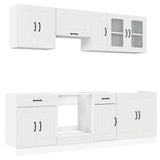 8 Piece Kitchen Cabinet Set Kalmar White Engineered Wood - Front View