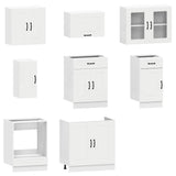 8 Piece Kitchen Cabinet Set Kalmar White Engineered Wood - Top-Down View