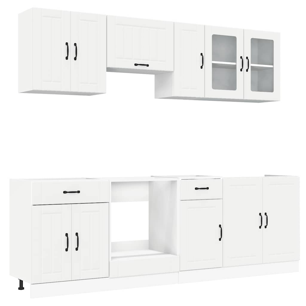 8 Piece Kitchen Cabinet Set Kalmar White Engineered Wood