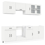 8 Piece Kitchen Cabinet Set Kalmar White Engineered Wood - Front View