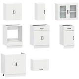 8 Piece Kitchen Cabinet Set Kalmar White Engineered Wood - Top-Down View