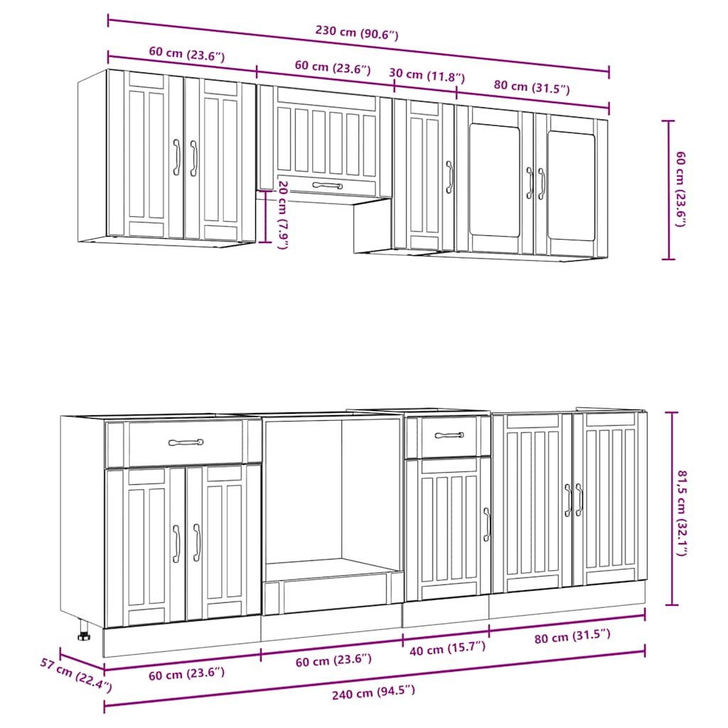 8 Piece Kitchen Cabinet Set Kalmar White Engineered Wood