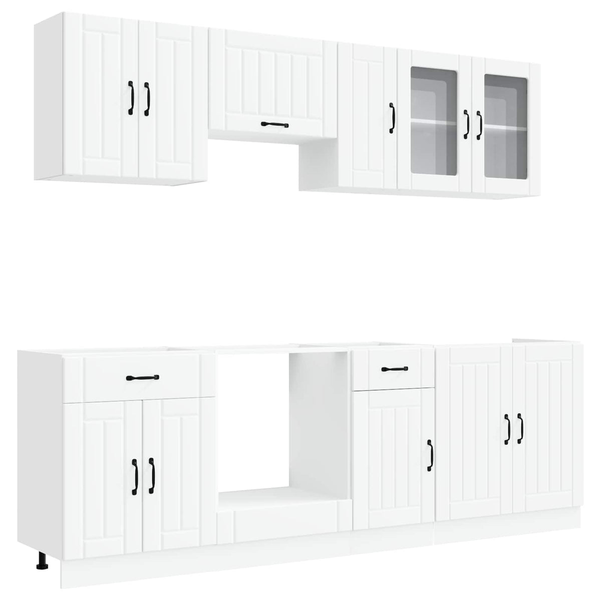 8 Piece Kitchen Cabinet Set Kalmar White Engineered Wood