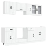 8 Piece Kitchen Cabinet Set Kalmar White Engineered Wood - Rear View