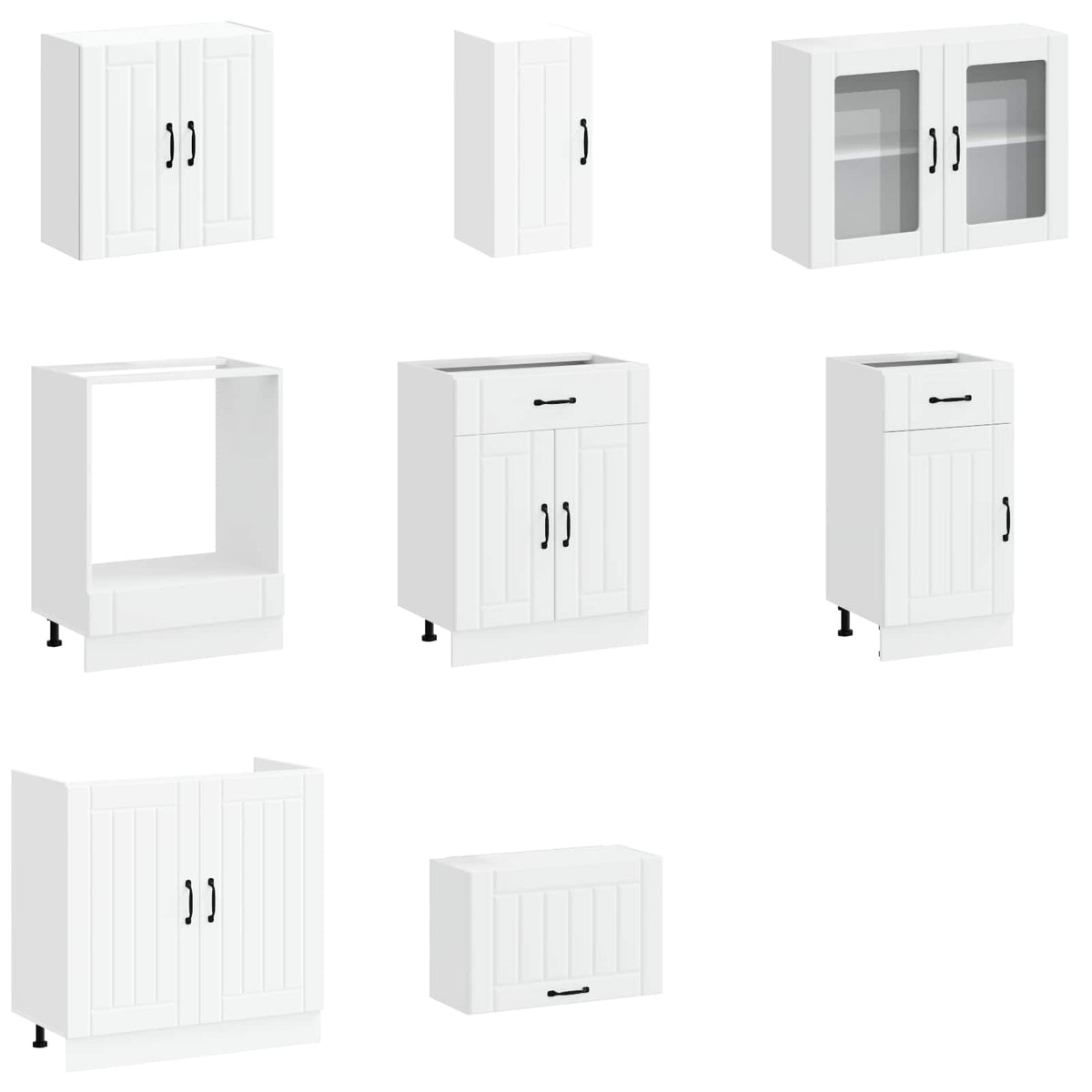 8 Piece Kitchen Cabinet Set Kalmar White Engineered Wood