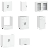 8 Piece Kitchen Cabinet Set Kalmar White Engineered Wood - Close-Up Angle