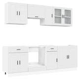 8 Piece Kitchen Cabinet Set "Porto" White Engineered Wood
