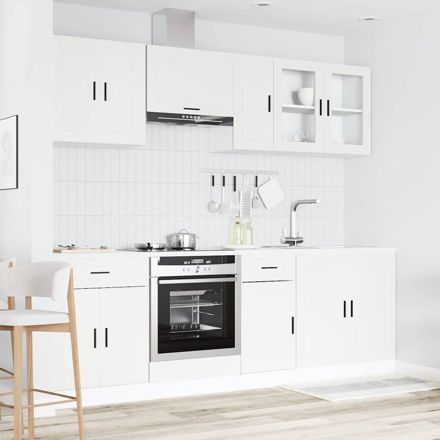 8 Piece Kitchen Cabinet Set "Porto" White Engineered Wood