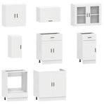 8 Piece Kitchen Cabinet Set "Porto" White Engineered Wood