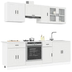 8 Piece Kitchen Cabinet Set "Porto" White Engineered Wood