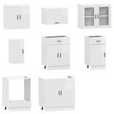 8 Piece Kitchen Cabinet Set "Kalmar" High Gloss White Engineered Wood