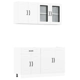 4 Piece Kitchen Cabinet Set Kalmar White Engineered Wood - Front View