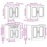4 Piece Kitchen Cabinet Set Kalmar White Engineered Wood - Low Angle