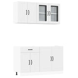 4 Piece Kitchen Cabinet Set Lucca White Engineered Wood - Front View