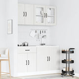 4 Piece Kitchen Cabinet Set Lucca White Engineered Wood - Side View