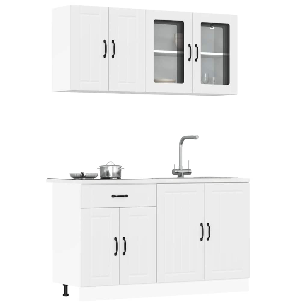 4 Piece Kitchen Cabinet Set Lucca White Engineered Wood